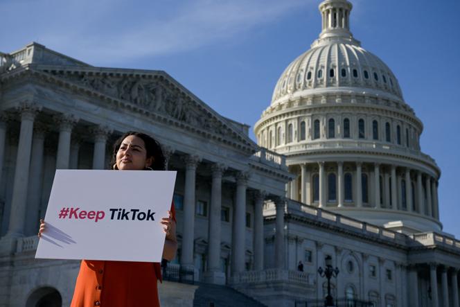 Lors d’une manifestation pour la conservation de l’application TikTok, devant le Capitole de Washington, le 12 mars 2024.