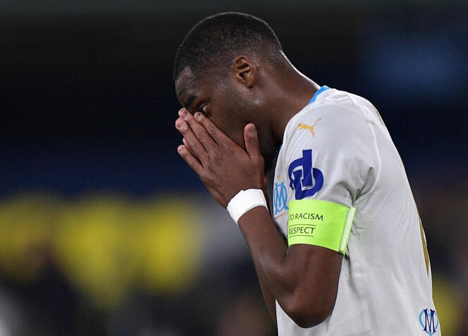 El jugador del Marsella Geoffrey Kondogbia en duda, 14 de marzo de 2024, durante el partido contra el Villarreal.