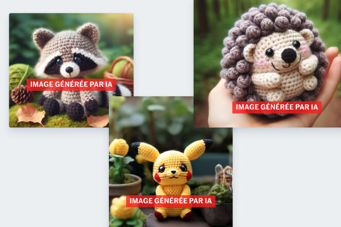 These highly flattering promotional photos, generated by AI, are used in the online store Etsy to sell poor quality patterns.