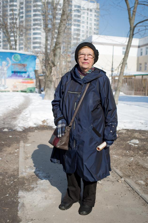 Yulia Sergeyevna, 75, retired, former employee of the Space Flight Control Center, in Koroliov, a town about 30 km from Moscow, on March 15, 2024.