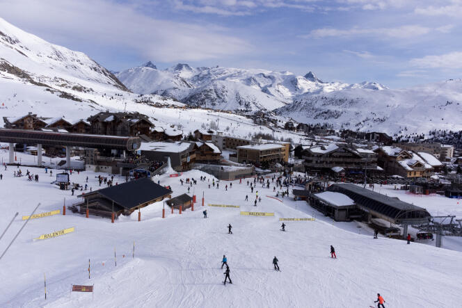 The Alpe d’Huez ski resort, February 14, 2024.