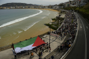 Demonstrators against Israeli intervention in Gaza, in Saint-Sébastien, Spain, March 17, 2024.
