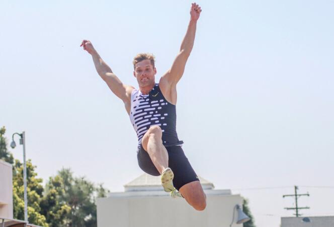 Kevin Meyer during the long jump event on March 21, 2024 at the University of San Diego, California.