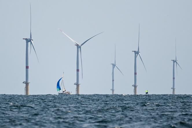 Le parc éolien de Saint-Nazaire, premier parc offshore français à avoir été mis en activité, en 2022