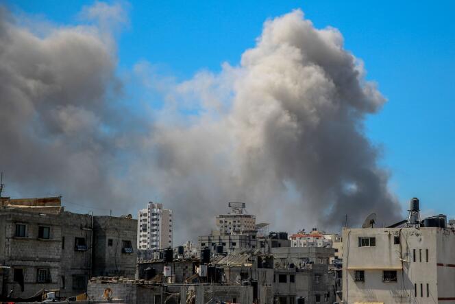 Smoke near Al-Shifa Hospital in Gaza City on March 23, 2024. 