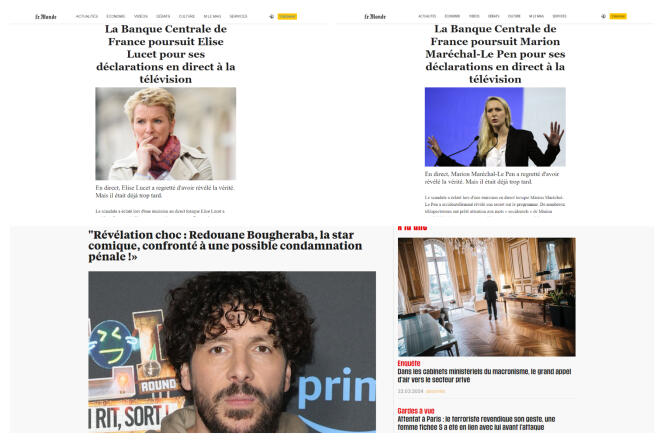 Exemples de faux articles du « Monde » et de « Libération » pour des arnaques aux placements.