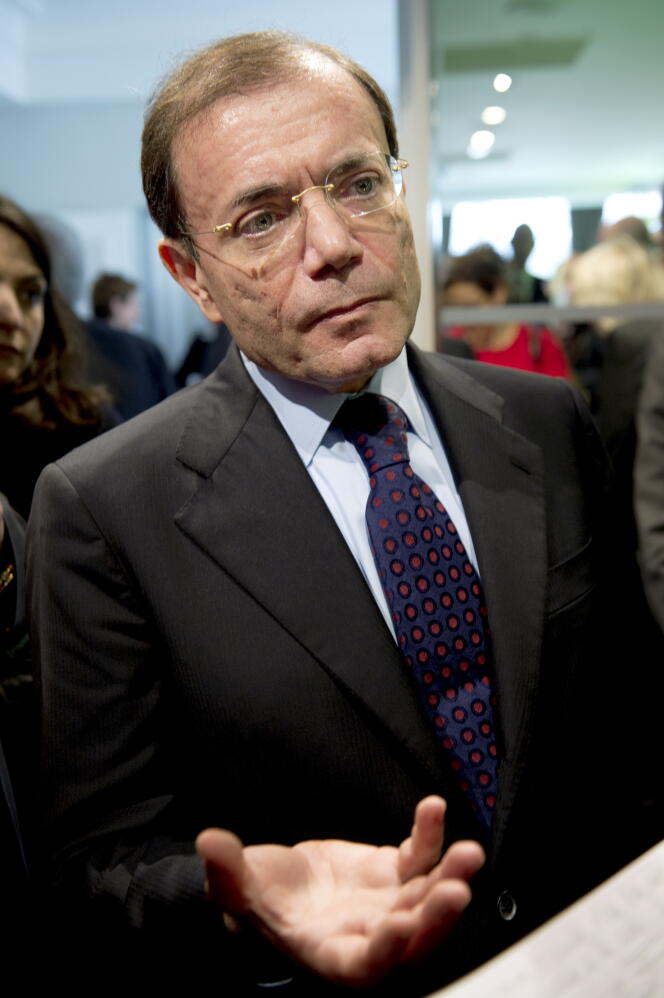 Jean-Charles Naouri, PDG du Groupe Casino, lors des résultats annuels de l’entreprise pour 2011, à Paris, le 28 février 2012.