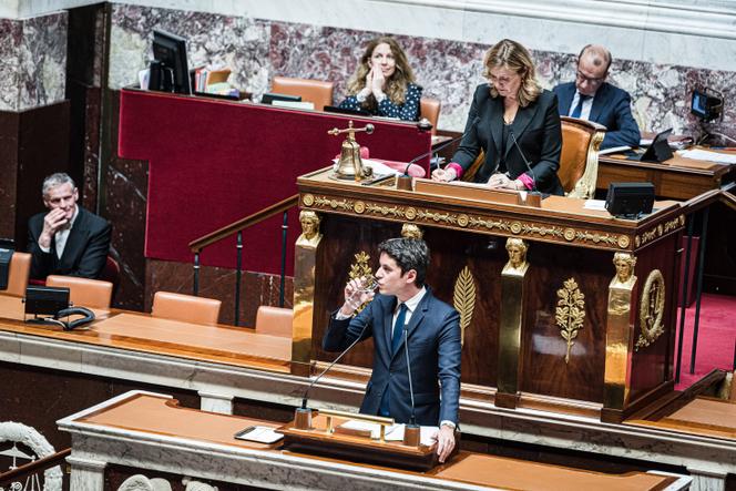 El primer ministro Gabriel Attal en la Asamblea Nacional en París el 12 de marzo de 2024. 