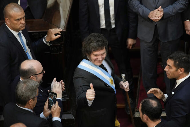 Le président argentin Javier Milei lors de l’ouverture d’une session législative, à Buenos Aires, le 1er mars 2024.