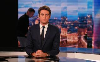 French Prime Minister Gabriel Attal poses prior to an interview in the evening news broadcast of French TV channel TF1, in the TF1 studios in Boulogne-Billancourt, outside Paris, on March 27, 2024. (Photo by ALAIN JOCARD / AFP)