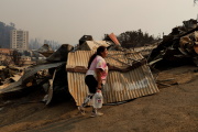 Burnt houses following the spread of forest fires in Viña del Mar, Chile, February 3, 2024.