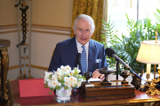 Le roi Charles III, au palais de Buckingham, à Londres, , le 27 mars 2024.