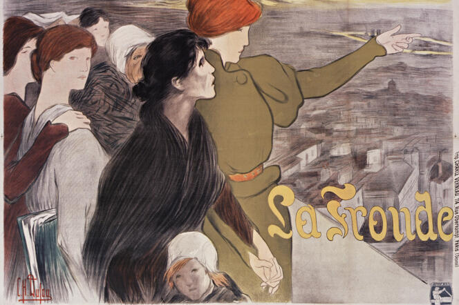 Une affiche pour le journal féministe « La Fronde », illustration de Clémentine-Hélène Dufau (1898).