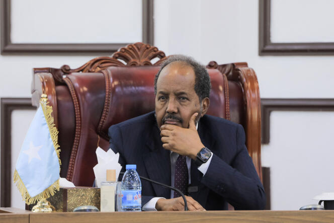 Le président somalien Hassan Cheikh Mohamoud au Parlement somalien à Mogadiscio le 29 mai 2023. 