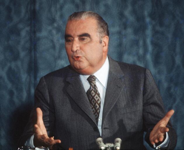 President Georges Pompidou addresses journalists at a press conference in Paris on September 27, 1973.