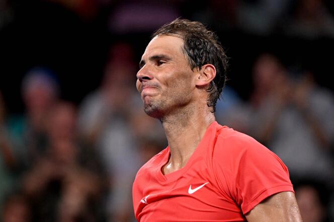 Rafael Nadal, lors de son dernier match officiel, à Brisbane, le 4 janvier 2024.