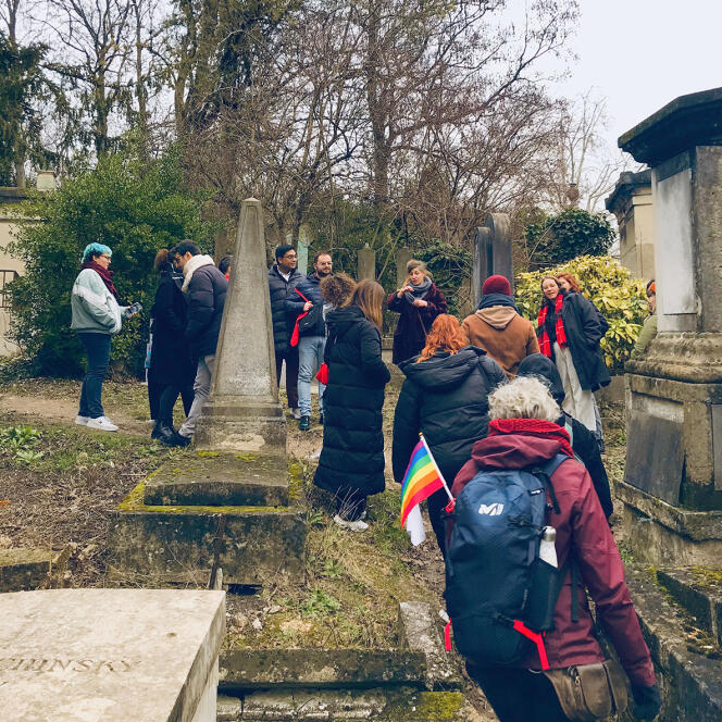 A tour of the Père-Lachaise cemetery with Queer Tours France, on February 3, 2024.