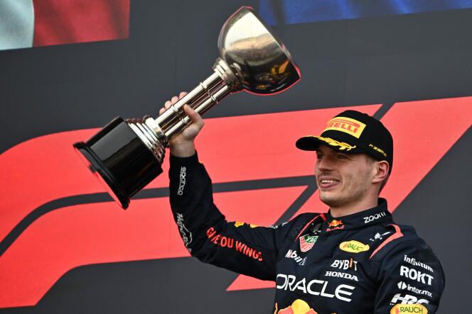 Max Verstappen, en el podio del Gran Premio de Japón de Fórmula 1, en Suzuka, el 7 de abril de 2024. 
