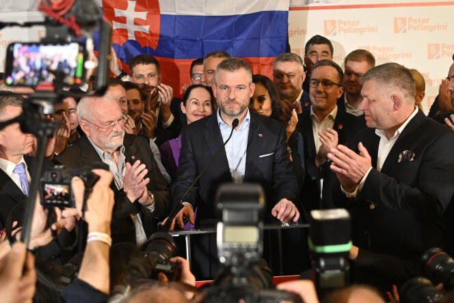 Peter Pellegrini, en su sede de campaña, en Bratislava, el 6 de abril de 2024.