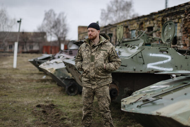Ihor Fesik, 33 ans, soldat de la 59e brigade, sur une base militaire de la région de Vinnytsia, Ukraine, le 8 février 2024.