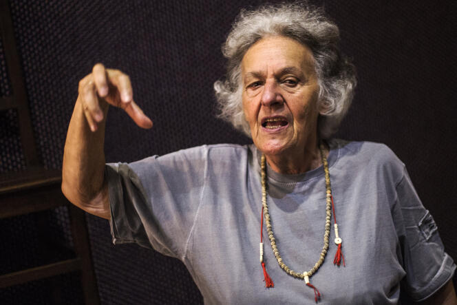 Ariane Mnouchkine, fondatrice du Théâtre du Soleil, dans un théâtre de Rio de Janeiro, au Brésil, le 12 avril 2019.