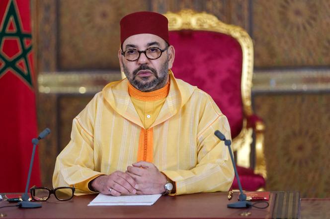 Le roi Mohammed VI, lors d’un discours au Parlement, depuis le palais royal de Fès (Maroc), le 8 octobre 2021.