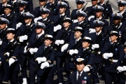 Students from the French Navy's Ecole de Maistrance naval officer academy, during the July 14 military parade, in Paris, in 2023.
