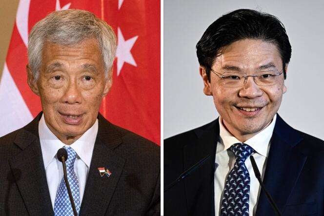 A la izquierda, el primer ministro de Singapur, Lee Hsien Loong, que será sustituido el 15 de mayo por Lawrence Wong, a la derecha.