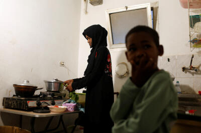 A Sudanese family fleeing the war between the Sudanese army and paramilitaries, in their home in Cairo on April 8, 2024.