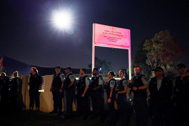 Police stand outside the Mar Shimun Bar Sabbae & Saint Mary Cathedral following a stabbing at Christ The Good Shepherd Church in the suburb of Wakeley in Sydney, Australia April 15, 2024.