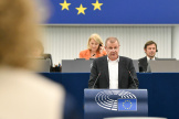 L’eurodéputé allemand Markus Pieper (CDU), lors d’une session plénière du parlement européen, à Strasbourg, le 22 novembre 2023.