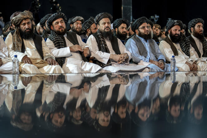 Taliban leaders attend a ceremony in Kabul on May 11, 2023.