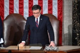 Le speaker de la Chambre des représentants des Etats-Unis, Mike Johnson, à Washington, DC, le 11 avril 2024.