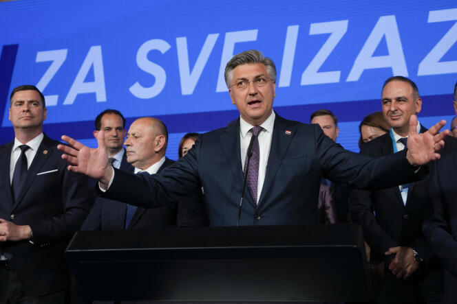 Le premier ministre sortant, Andrej Plenkovic, à Zagreb, le 18 avril 2024.
