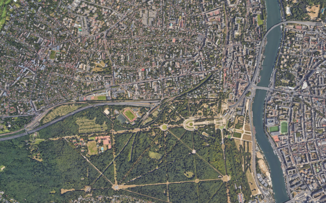 Image satellite de la portion de l’A13 concernée par la fermeture entre le boulevard périphérique parisien et la commune de Vaucresson.