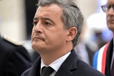Gérald Darmanin à la cérémonie d’hommage au policier Xavier Jugele, sur les Champs-Elysées, à Paris, le 19 avril 2024.