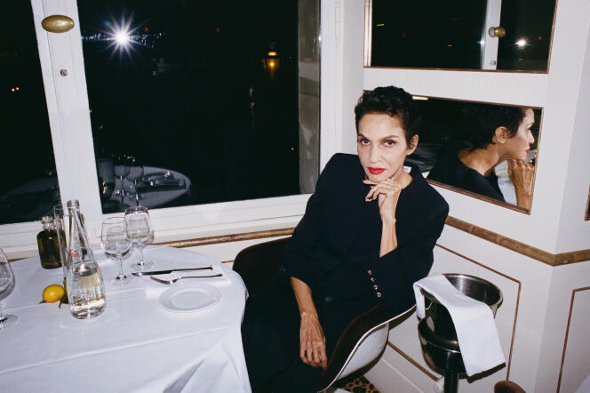 Farida Khelfa, au restaurant Loulou, Paris 1ᵉʳ, le 5 février 2024.