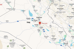 Carte de situation de la base militaire de Calso, dans le centre de l’Irak, bombardée dans la nuit du 19 au 20 avril 2024.