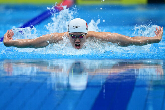 Le nageur chinois Wang Shun, lors du 400 m quatre nages des Jeux asiatiques de Hangzhou (Chine), le 26 septembre 2023.