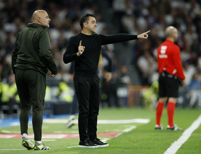 Xavi Hernandez durant la rencontre contre le Real Madrid, dimanche 21 avril 2024. 