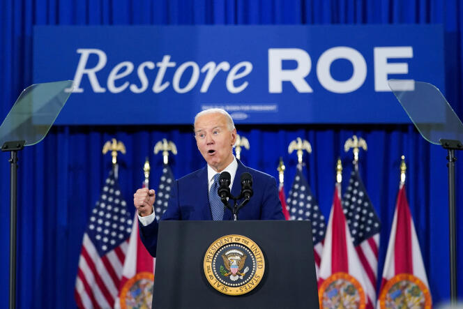 Joe Biden à l’université Hillsborough Community à Tampa, en Floride (États-Unis), le 23 avril 2024.