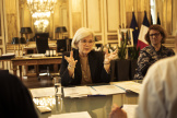 Catherine Vautrin, ministre du travail, de la santé et des solidarités, lors d’un entretien au ministère à Paris, le jeudi 4 avril 2024.