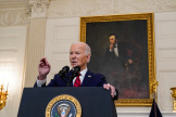Le président des Etats-Unis, Joe Biden, après la promulgation du plan d’aide à l’Ukraine, mercredi 24 avril. 