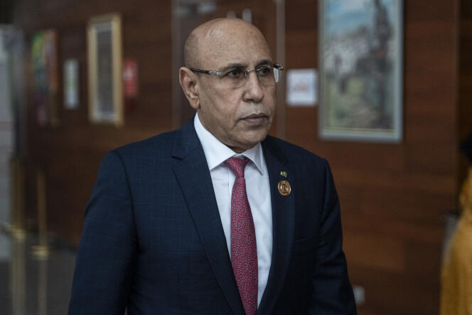 Mauritania's President Mohamed Ould Ghazouani arrives at the opening ceremony of the 37th ordinary session of the African Union (AU) Assembly in Addis Ababa on February 17, 2024.
