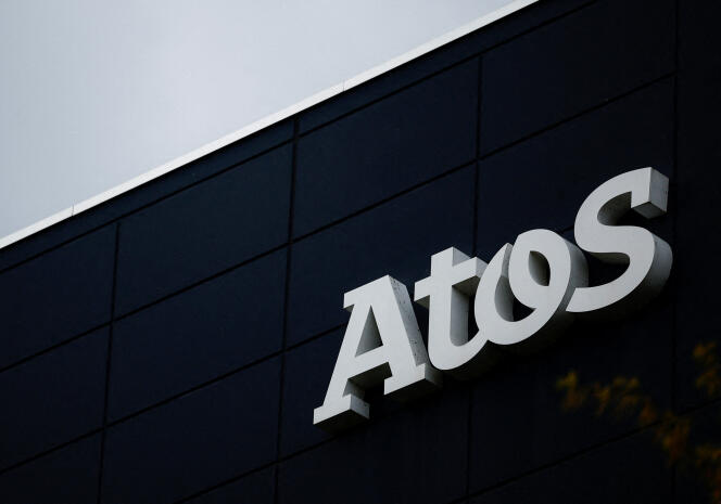 Het logo van het Franse multinationale IT-bedrijf Atos in Nantes op 22 april 2024.