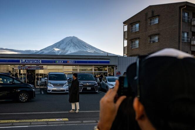 View of Mount Fuji, Japan, from the small town of Fujikawaguchiko.