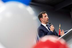 Le candidat Les Républicains aux élections européennes, François Xavier Bellamy,  le 26 avril à Toulouse. 