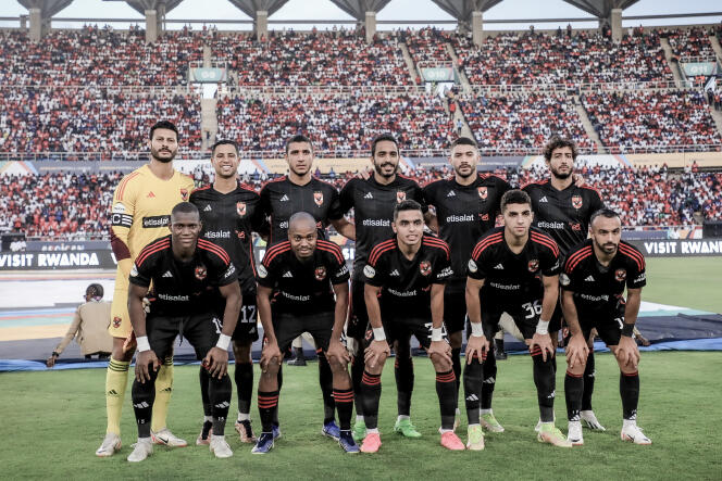 Al-Ahly SC players during the inaugural African Football League (AFL) match at the Benjamin Mkapa Stadium in Dar es Salaam on October 20, 2023.