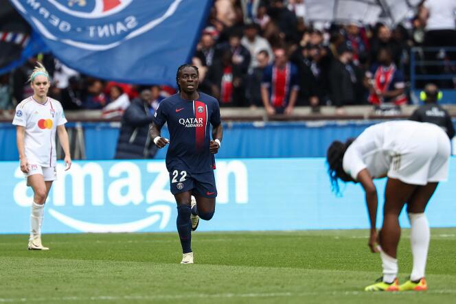 Tabitha Chawinga a marqué malgré l'élimination du PSG face à Lyon.  Parc des Princes, Paris, 28 avril 2024.