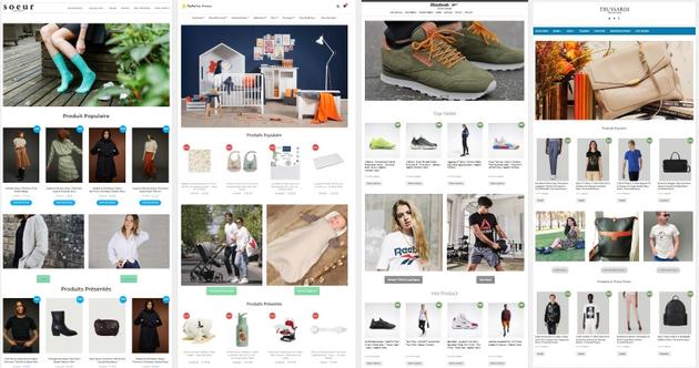 Example of fake sites belonging to the same network.